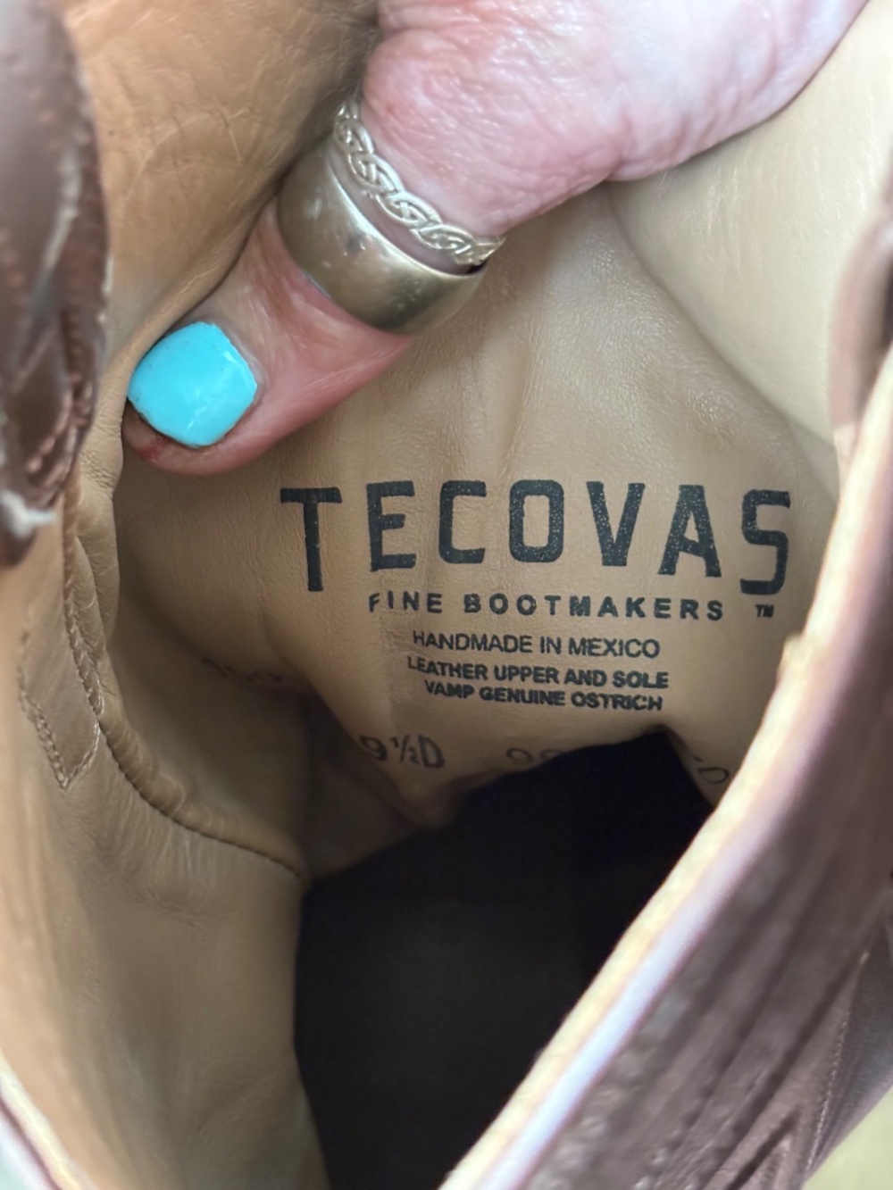Tecovas Men’s 9.5 D Full Quill Ostrich “The Wyatt” Pecan - Picture 16 of 17